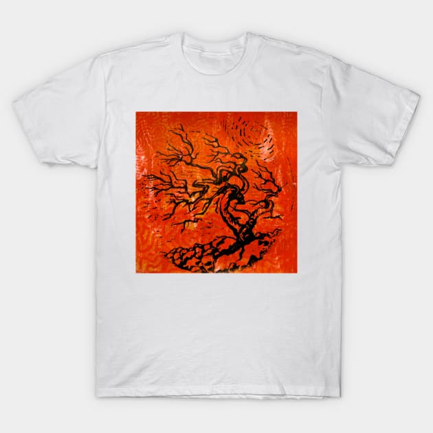 Old and Ancient Tree - Orange Red T-Shirt by Heatherian